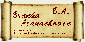 Branka Atanacković vizit kartica